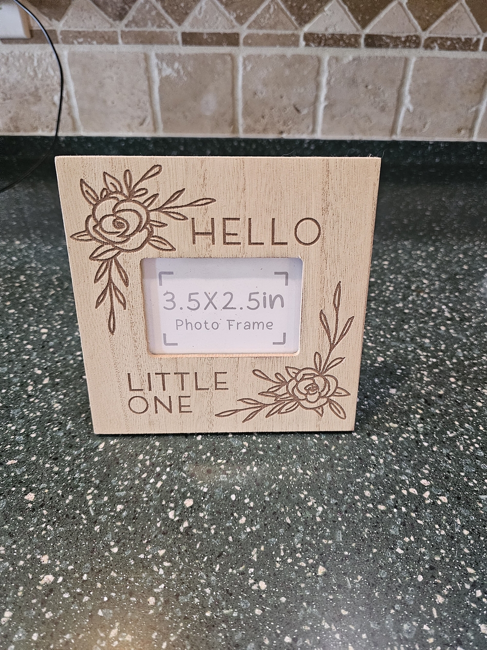 Hobby Lobby Natural Wood 'Hello Little One' Picture Frame with Floral Engraving